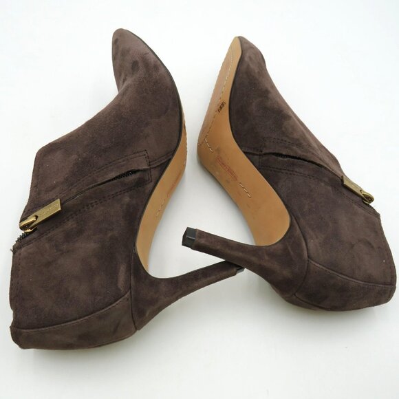 Vince Camuto Booties Womens Size 8,5 Brown Suede Pointed Toe Ankle Side Zi - Picture 5 of 8